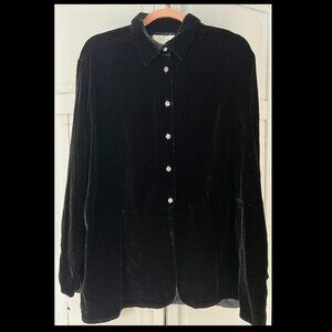 J.Jill Velvet Button Down Long Sleeve Shirt, Black, 2X